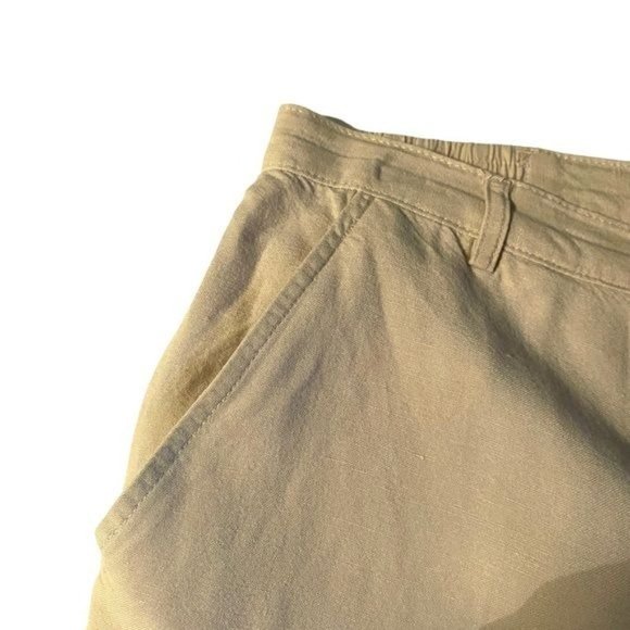 Linen Blend Plus Size 14 Boho Hi-Rise Cropped Wide Leg Pants Boho Beachy - Picture 7 of 9